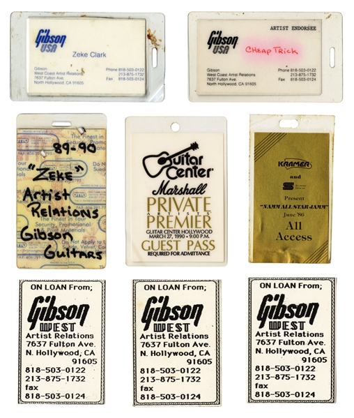 Zeke Clark 1980s-1990s Lot of 8 Guitar Related Credentals & Ephemera With COA