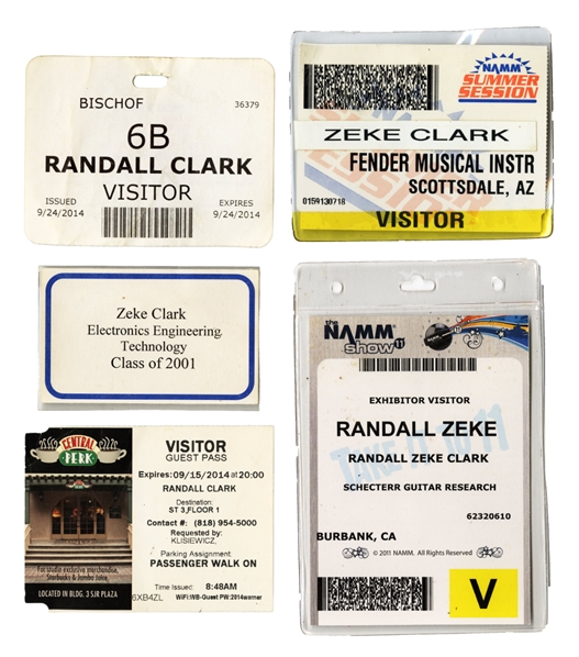 Zeke Clark 1980s-1990s Lot of 5 Visitor Badges With COA