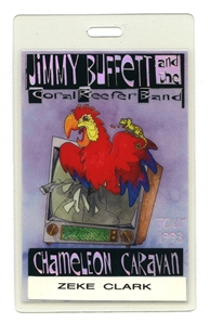 Jimmy Buffett 1993 Zeke Clark Issued Backstage Pass With COA