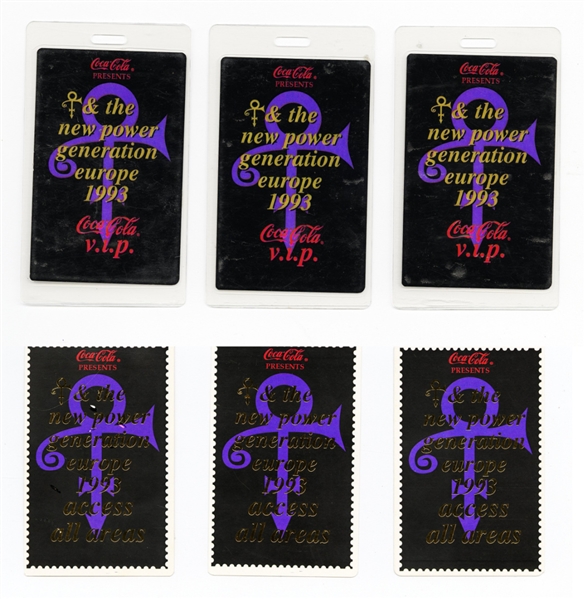 Prince 1993 Lot of 2 New Power Generation Europe VIP Backstage Passes With COA
