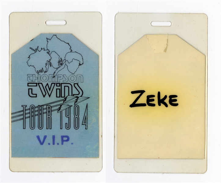 The Thompson Twins 1984 VIP Pass Issued To Zeke Clark With COA