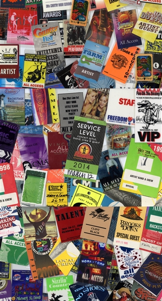 Massive Lot of Miscellaneous Country Music Passes & Laminates With COA