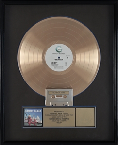 Sammy Hagar 1984 VOA RIAA Gold Sales Award Presented to Zeke Clark With COA