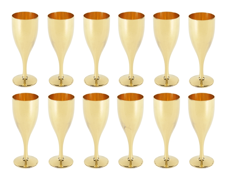 Prince 1994 Set of 12 Gucci 24K Gold Plated Goblets in Custom Case Gifted to Zeke Clark With COA