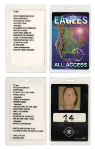 Eagles 2002 30th Anniversary North American Tour AA Pass & Double-Sided Setlist