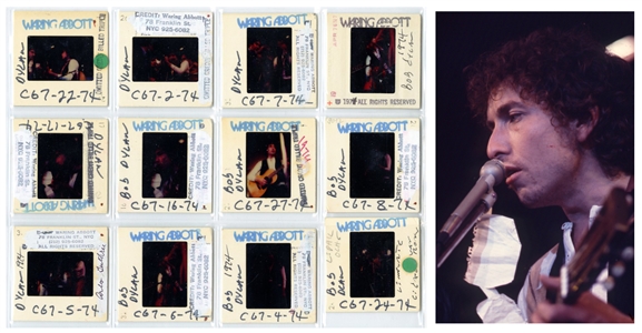 Bob Dylan 1974 Lot of 12 Color Slides From The Friends of Chile Benefit With Transfer Rights