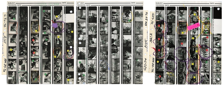KISS 1974 Lot of 3 Rare BW Contact Sheets & Partial Negatives of KISS On The Way To Central Park With Transfer Rights