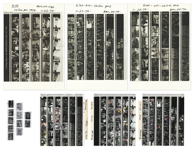 KISS 1974 Lot of 3 Rare BW Contact Sheets & Partial Negatives of KISS On The Way To Central Park With Transfer Rights
