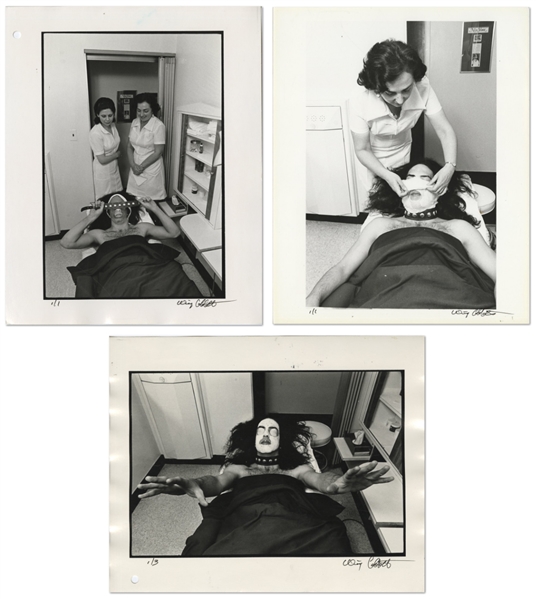 KISS 1974 Lot of 3 BW 8 x 10 Prints of Paul Stanley at The Georgette Klinger Salon