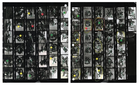 KISS 1975 Lot of 2 BW Contact Sheets & Partial Negatives of KISS With The Cadillac, MI Fire Department With Transfer Rights