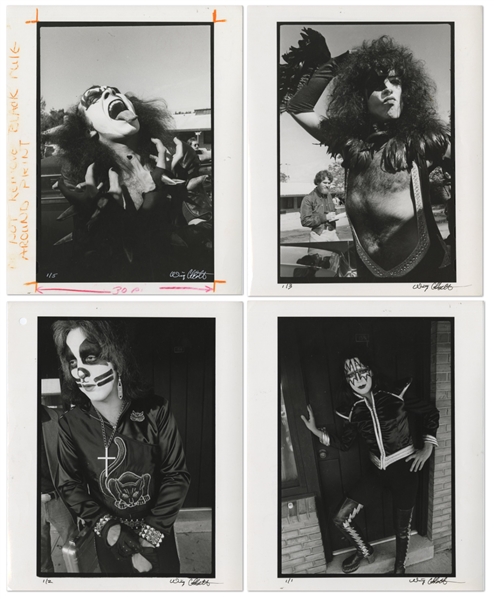 KISS 1975 Lot of 4 BW 8 x 10 Prints of KISS at Their Motel In Cadillac, MI
