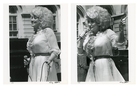 Dolly Parton 1978 Lot of 2 BW 8 x 10 Prints of Dolly Parton With Microphone in NYC