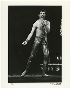 Queen 1980s Single BW 8 x 10 Print of Freddie Mercury On Stage