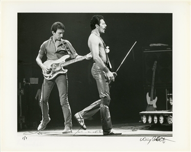 Queen 1980s Single BW 8 x 10 Print of John Deacon & Freddie Mercury