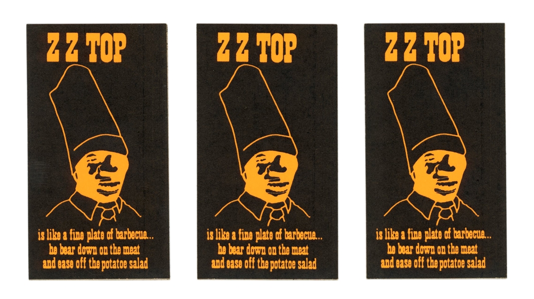 ZZ Top 1973 – 1974 Lot of 3 Billy Gibbons Designed Orange Stickers